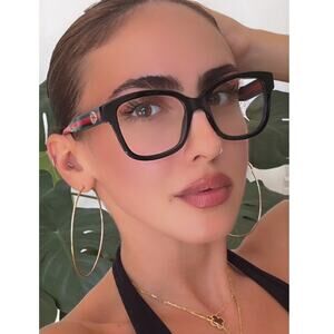NEW Gucci GG1863O Black Striped Eyeglasses Frames